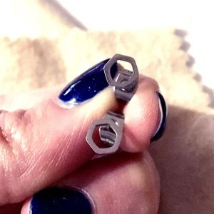 🎁 High Polish Surgical Steel Hexagon Ear Studs